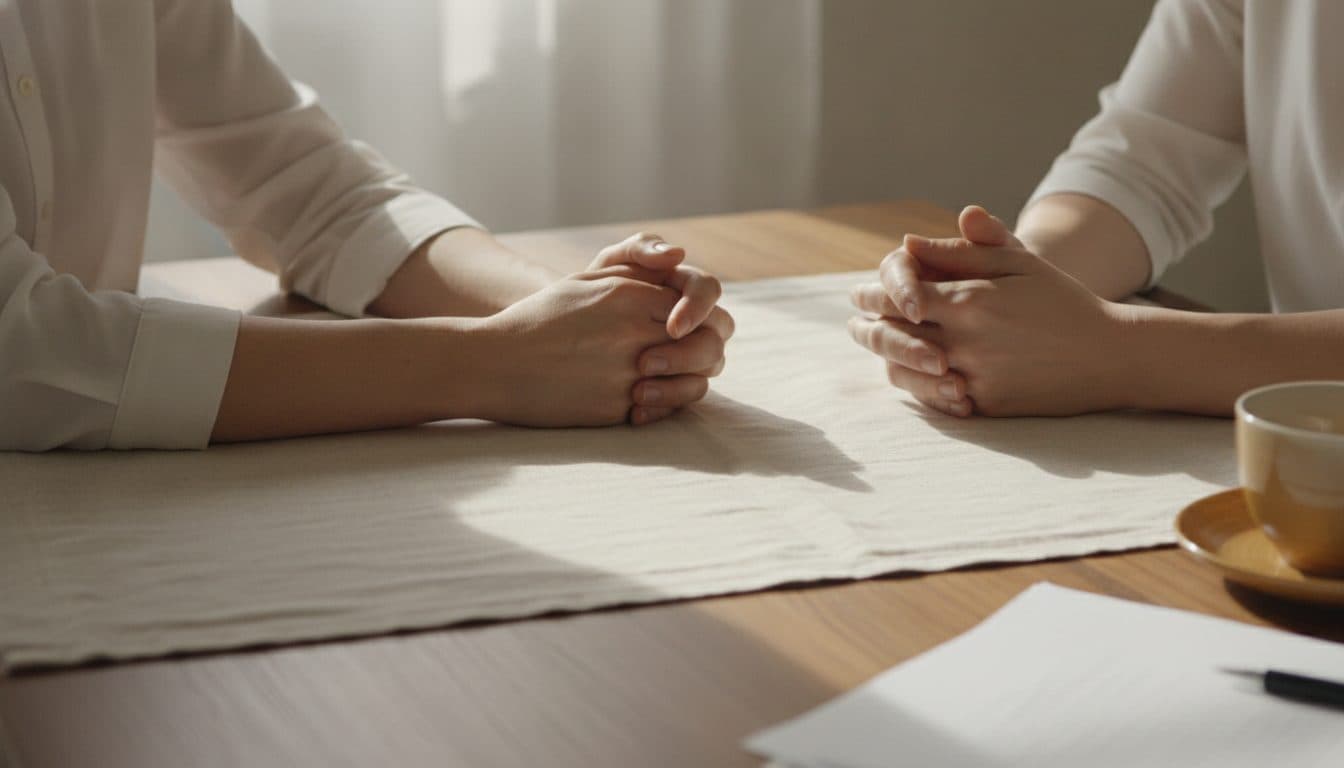 Handen op tafel tijdens een consult